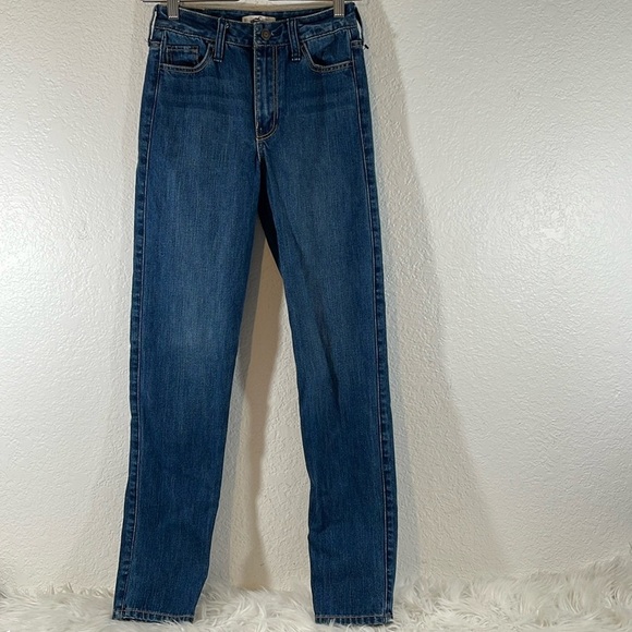 HOLLISTER SKINNY BLUE DENIM JEANS SIZE 0 / 24 - Picture 2 of 8
